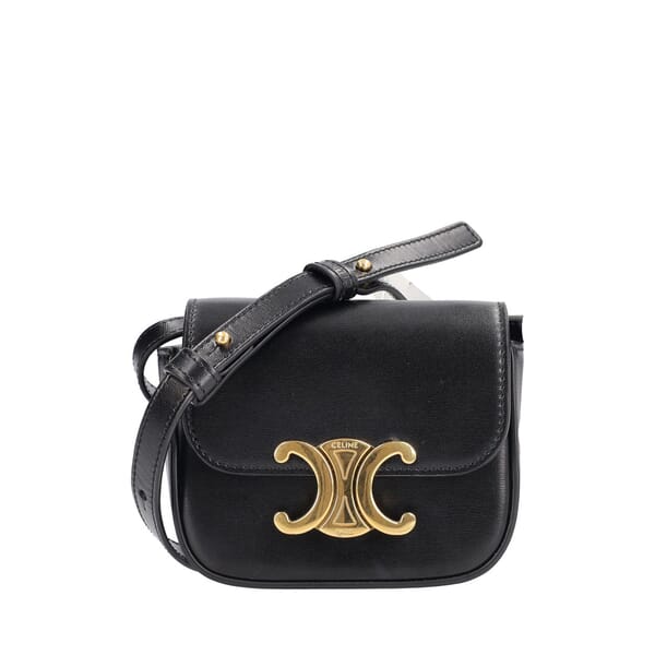 Leather Triomphe Mini Crossbody Bag Black