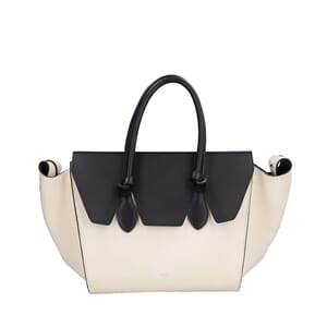 Leather Mini Tie Knot Tote Black/White