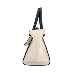 Leather Mini Tie Knot Tote Black/White, view 4