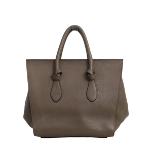 Leather Tie Knot Small Tote Olive Green, view 3