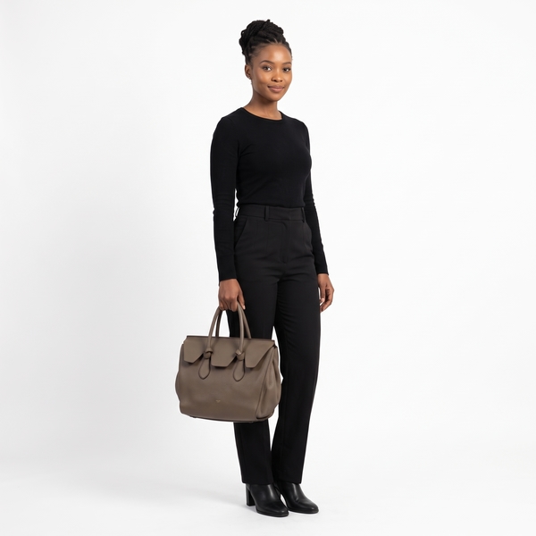 Leather Tie Knot Small Tote Olive Green