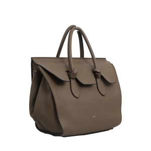 Leather Tie Knot Small Tote Olive Green, view 2