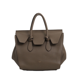 Leather Tie Knot Small Tote Olive Green