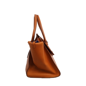 Leather Tie Knot Medium Tote Tan, view 5