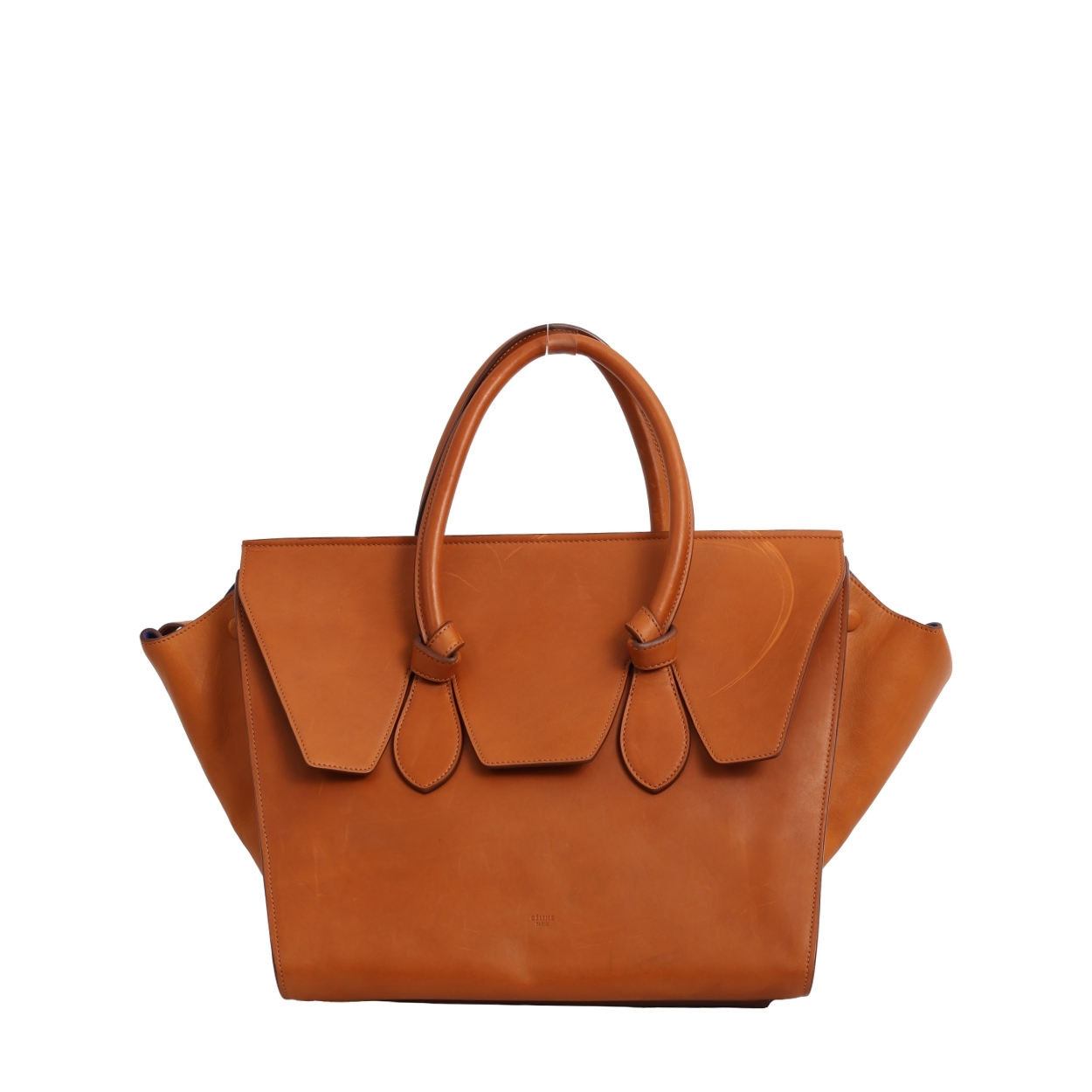 Leather Tie Knot Medium Tote Tan
