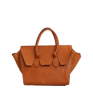 Leather Tie Knot Medium Tote Tan