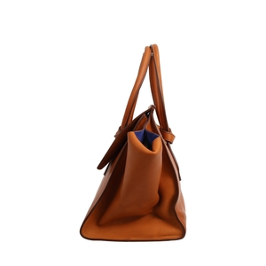 Leather Tie Knot Medium Tote Tan, view 6