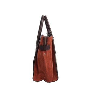 Leather/Suede Mini Luggage Tote Beige, view 4