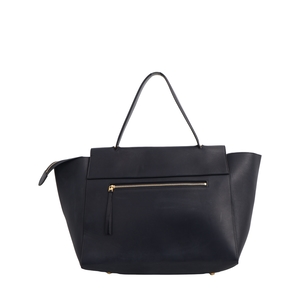 Leather Large Belt Tote Navy Blue, view 3