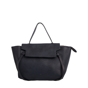 Leather Large Belt Tote Navy Blue