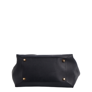 Leather Large Belt Tote Navy Blue, view 5