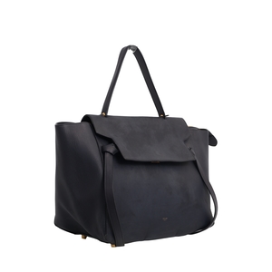 Leather Large Belt Tote Navy Blue, view 2