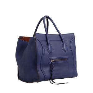 Leather Medium Phantom Tote Blue, view 4