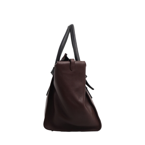 Leather Tie Knot Medium Tote Burgundy/Black, view 4