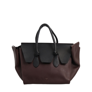 Leather Tie Knot Medium Tote Burgundy/Black