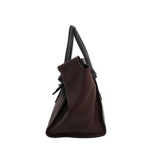 Leather Tie Knot Medium Tote Burgundy/Black, view 5