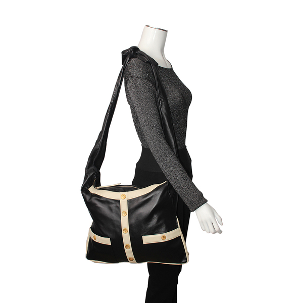 Leather Leather Medium Girl Bag Black/White