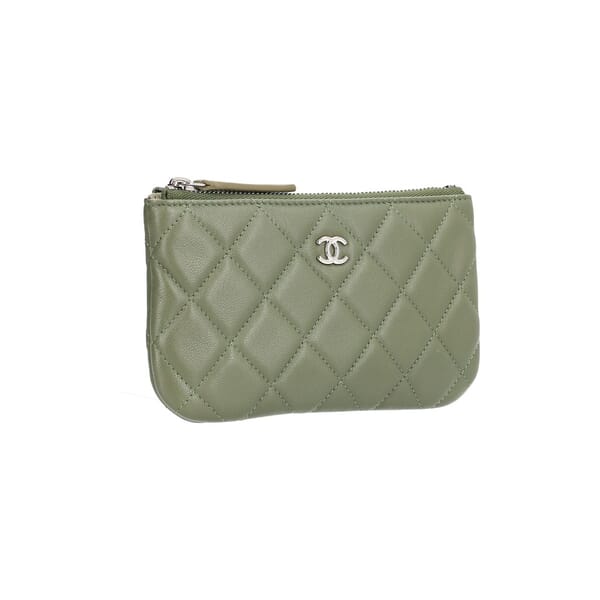 Leather Small Zip Pouch Green