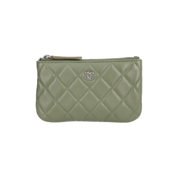 Leather Small Zip Pouch Green