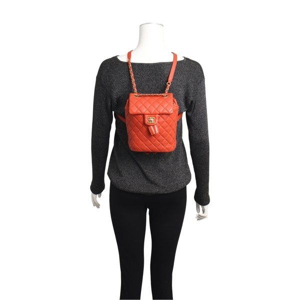 Lambskin Quilted Mini Urban Spirit Backpack Red