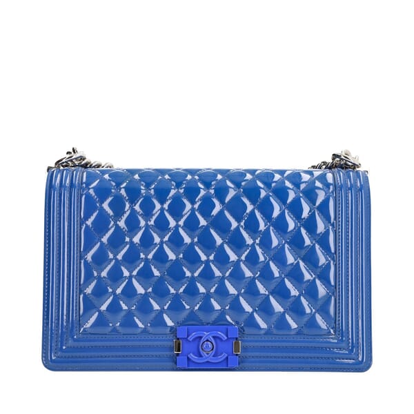 Quilted Patent Leather/Plexiglass Large Boy Bag