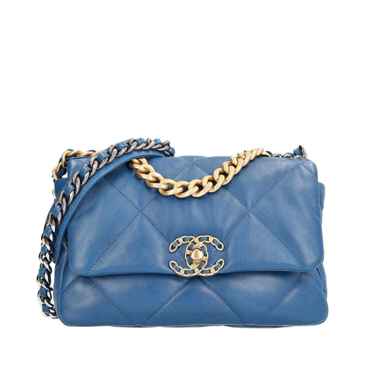 CHANEL Quilted Leather 19 Shoulder Bag Blue | Luxity