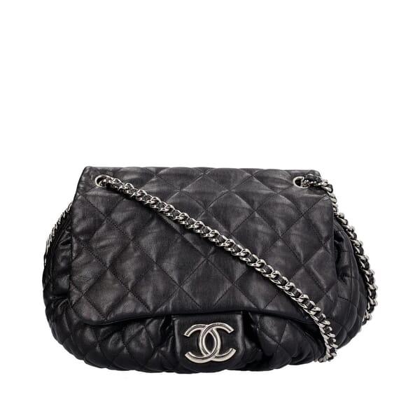 Quilted Lambskin Chain Shoulder Bag Black