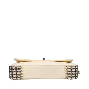 Matte Leather Multi-Chain Flap Bag White, view 5