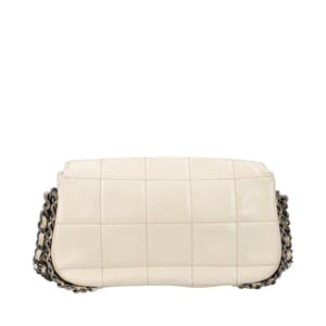 Matte Leather Multi-Chain Flap Bag White, view 3