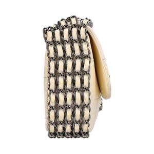 Matte Leather Multi-Chain Flap Bag White, view 4