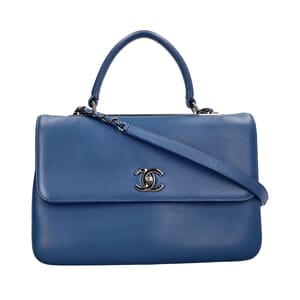 Leather Trendy CC Medium Shoulder Bag Blue