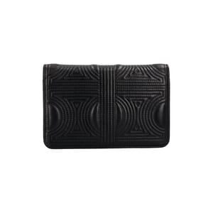 Quilted Leather Korean Garden Wallet On Chain Black, view 3
