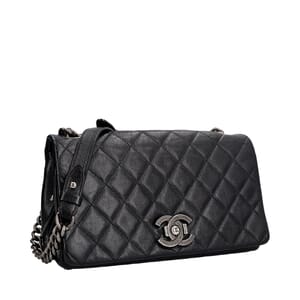 Quilted City Rock Medium Flap Bag Black, view 2