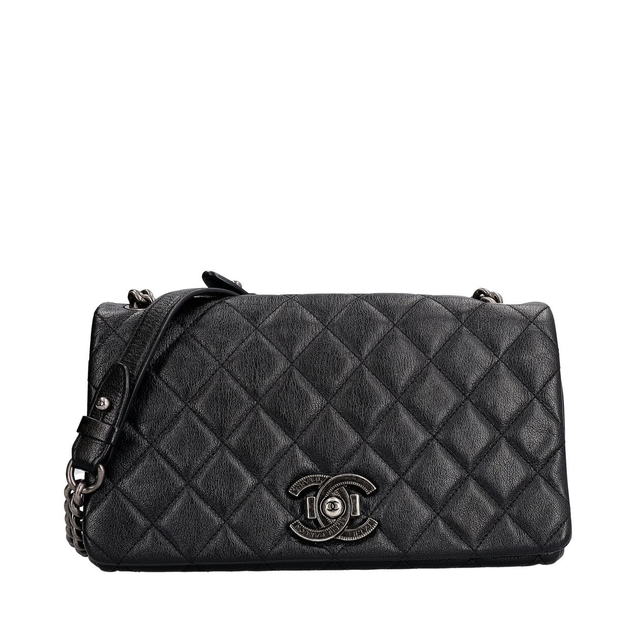 Quilted City Rock Medium Flap Bag Black