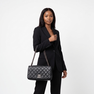 Quilted City Rock Medium Flap Bag Black, view 10