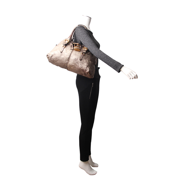 Leather Paddington Dome Bag Metallic Gold