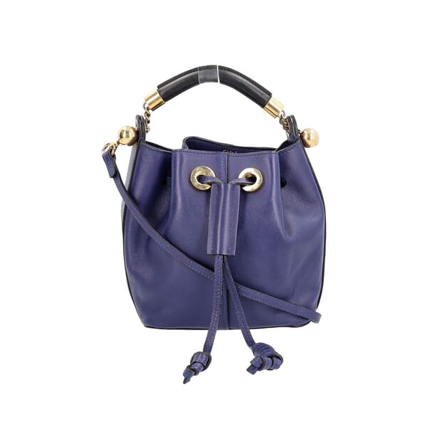 Leather Gala Bucket Bag Small Royal Blue