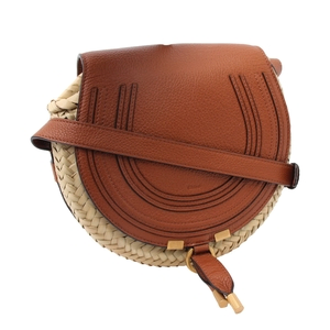 Leather/Raffia Marcie Crossbody Bag Natural/Brown, view 2