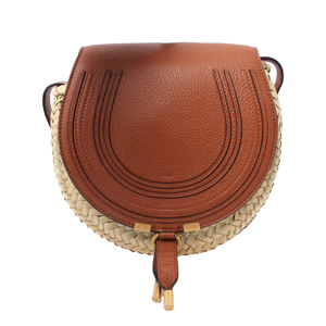 Leather/Raffia Marcie Crossbody Bag Natural/Brown