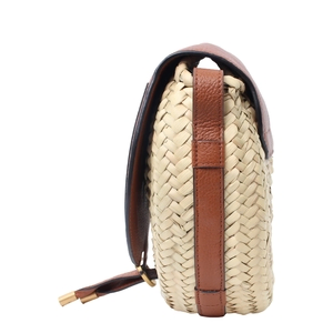 Leather/Raffia Marcie Crossbody Bag Natural/Brown, view 5