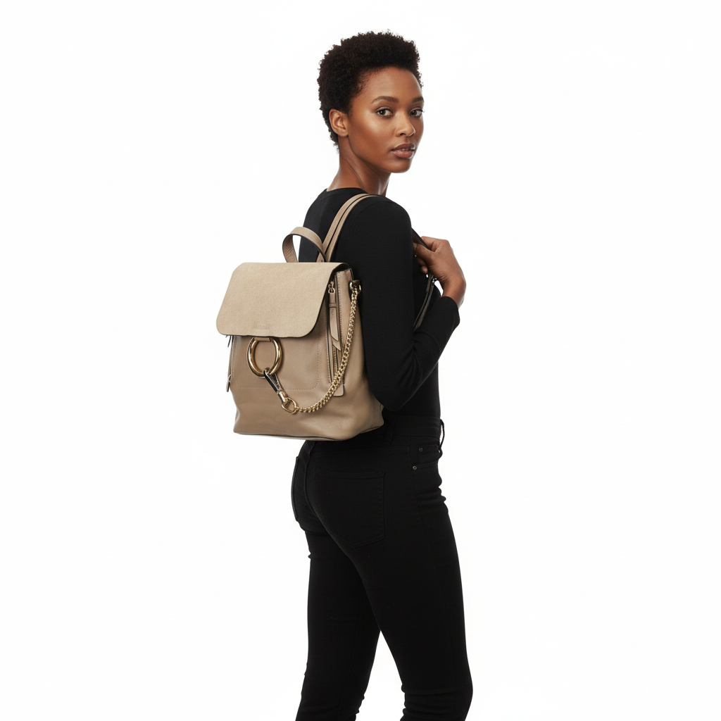 chlo faye leather and suede backpack Chloe Grey & Medium Petals & Jackets Grained calfskin and suede backpack in black Chloe Mini Faye Leather &