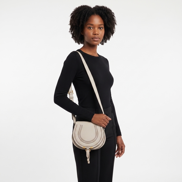Leather Small Marcie Saddle Stone