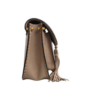 Leather Hudson Small Shoulder Bag Taupe, view 4