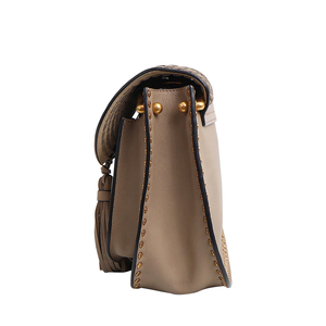 Leather Hudson Small Shoulder Bag Taupe, view 5