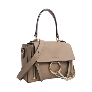 Leather Small Faye Day Shoulder Bag Taupe, view 2