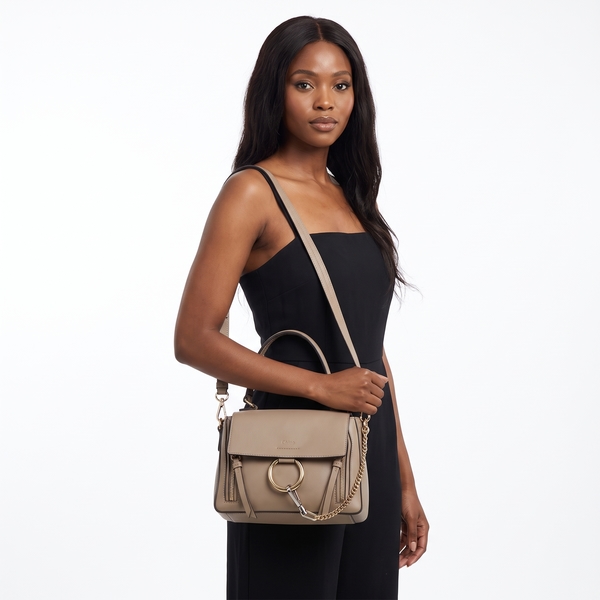 Leather Small Faye Day Shoulder Bag Taupe