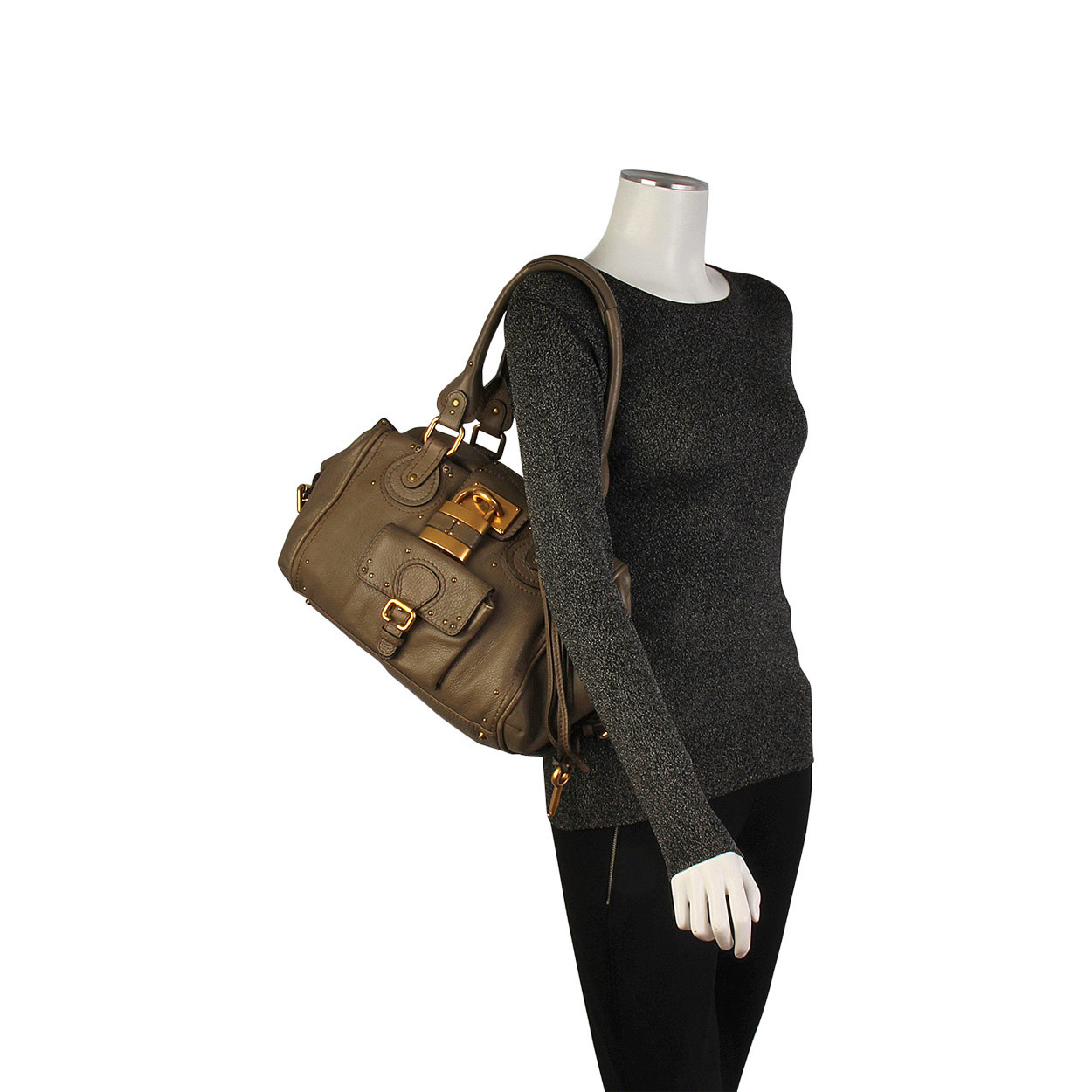 CHLOE Leather Front Pocket Paddington Satchel Taupe | Luxity