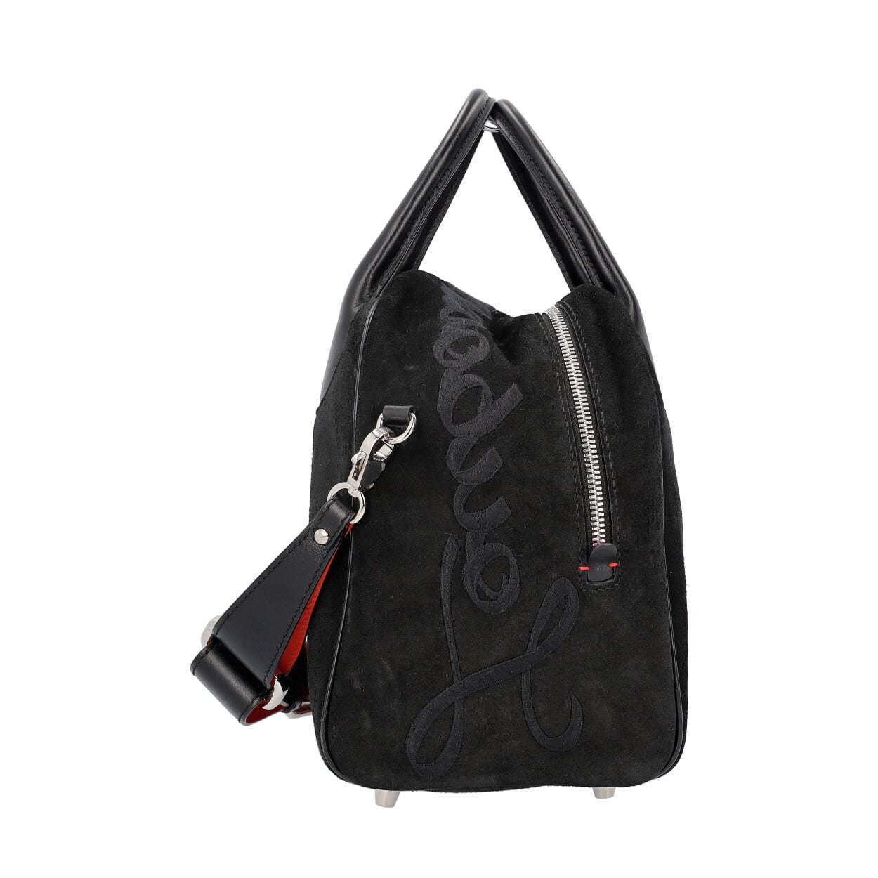 CHRISTIAN LOUBOUTIN Suede/Leather Small Marie Jane Bag Black/Red 