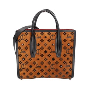 Suede/Leather Spikes Loubinthesky Paloma Tote Brown/Black
