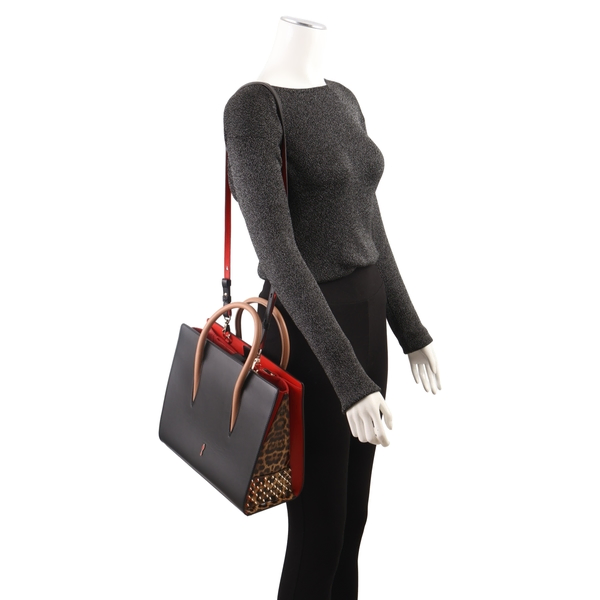 Leather Medium Spikes Paloma Tote Black